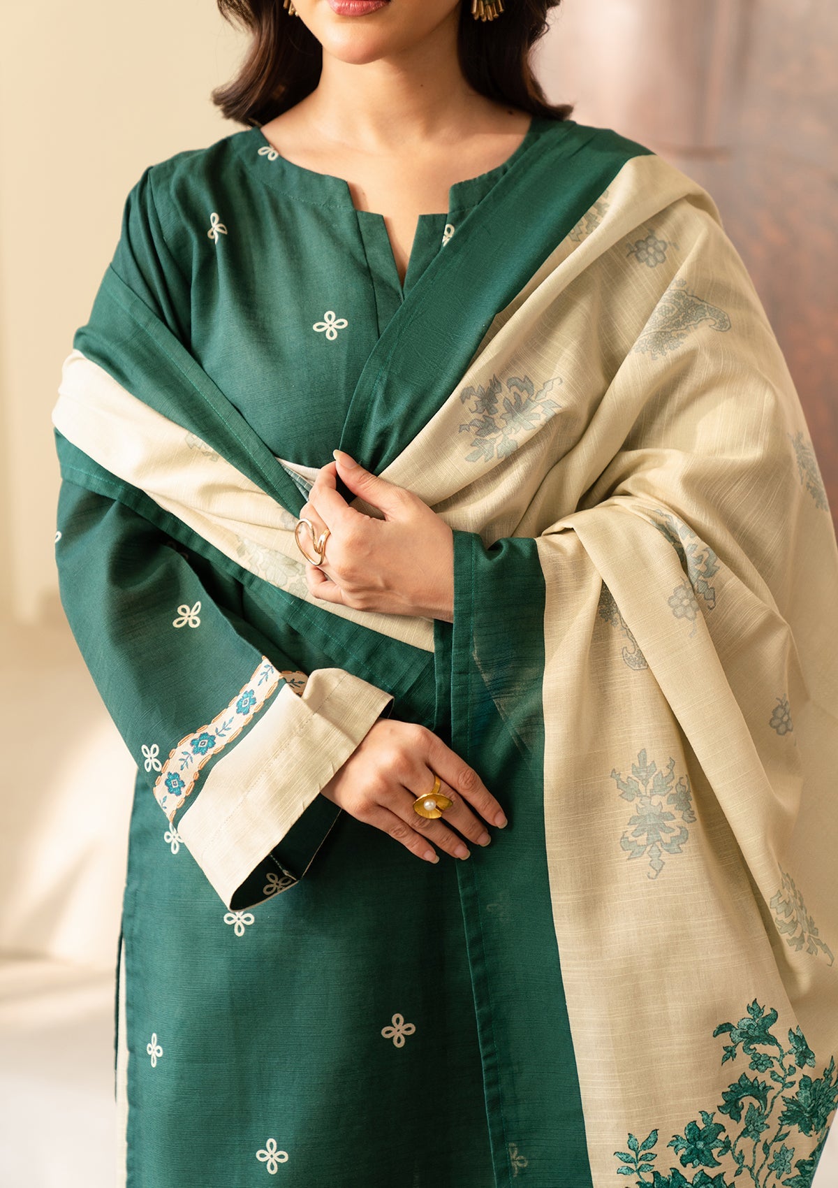 Winter Wear Sea Green Khaddar Straight Trouser Suit Online in Dubai UAE Abudhabi Ajman Sharjah