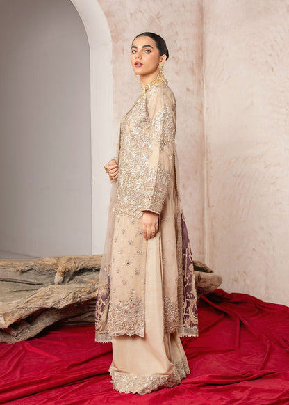 Women Beige Embroidered Net Kurta Plazzo Suit Online in UK USA Canada