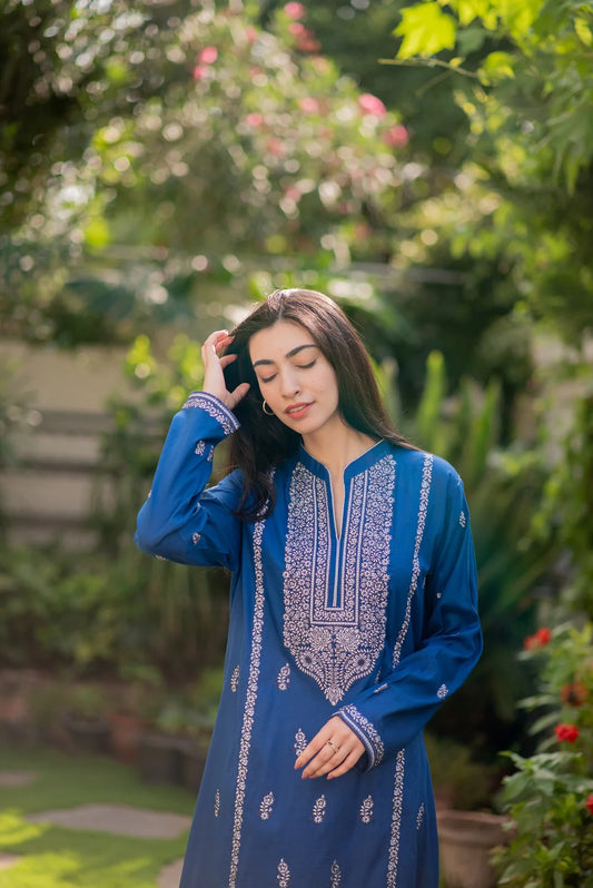 Egyptian Blue Kurta with Straight Pants