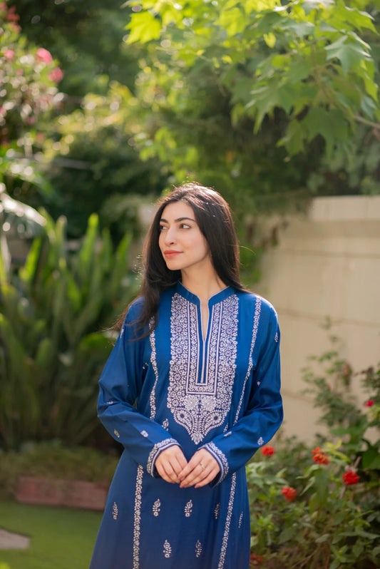 Egyptian Blue Kurta with Straight Pants