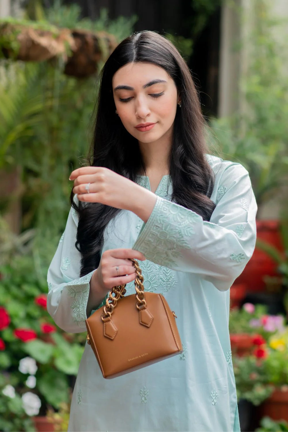 Bluish Green Kurta with Straight Pants