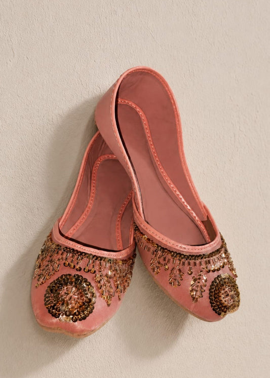 Women's Baby Pink Khussa Jutti Online in Sri Lanka India Australia