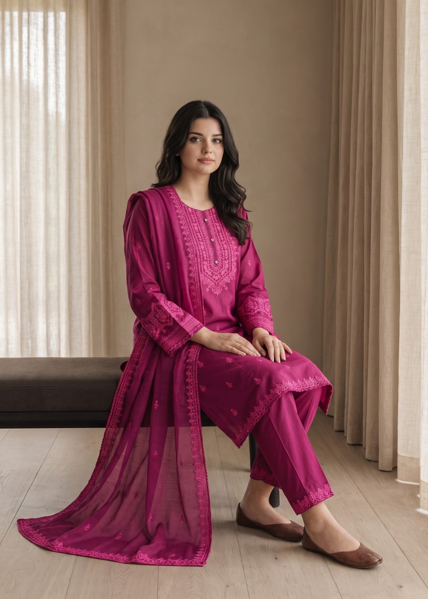 Women's Cotton Kurta Set with Dupatta Online in KSA Riyadh Saudi Arabia Oman Bahrain Qatar