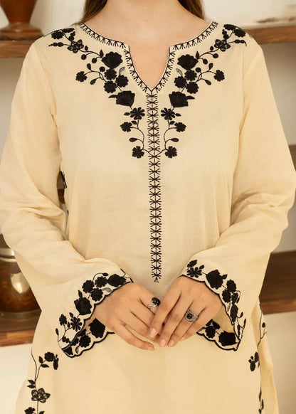 Women's Cream Khaddar Winter Suit Online in Dubai UAE Abudhabi Ajman Sharjah