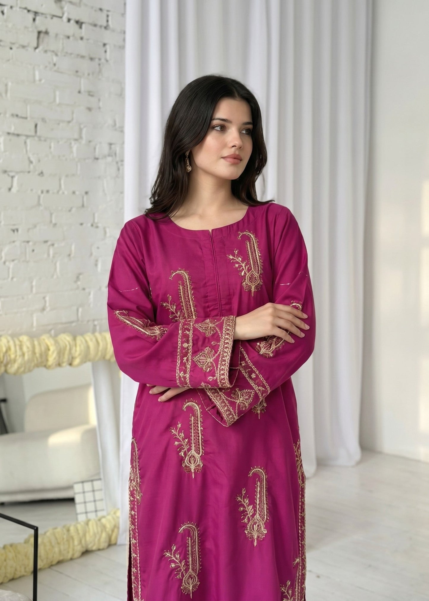 Women's Embroidered Khaddar Salwar Kameez Online in KSA Riyadh Saudi Arabia Oman Bahrain Qatar