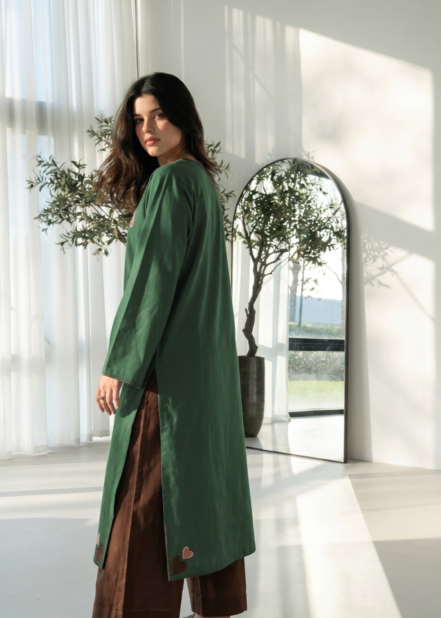 Women's Sea Green Cotton Kurta Pajama Online in Sri Lanka India Australia