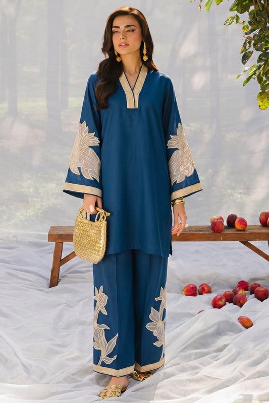 Yale Blue Embroidered Lawn Pakistani Suit Online in Dubai UAE Abudhabi Ajman Sharjah
