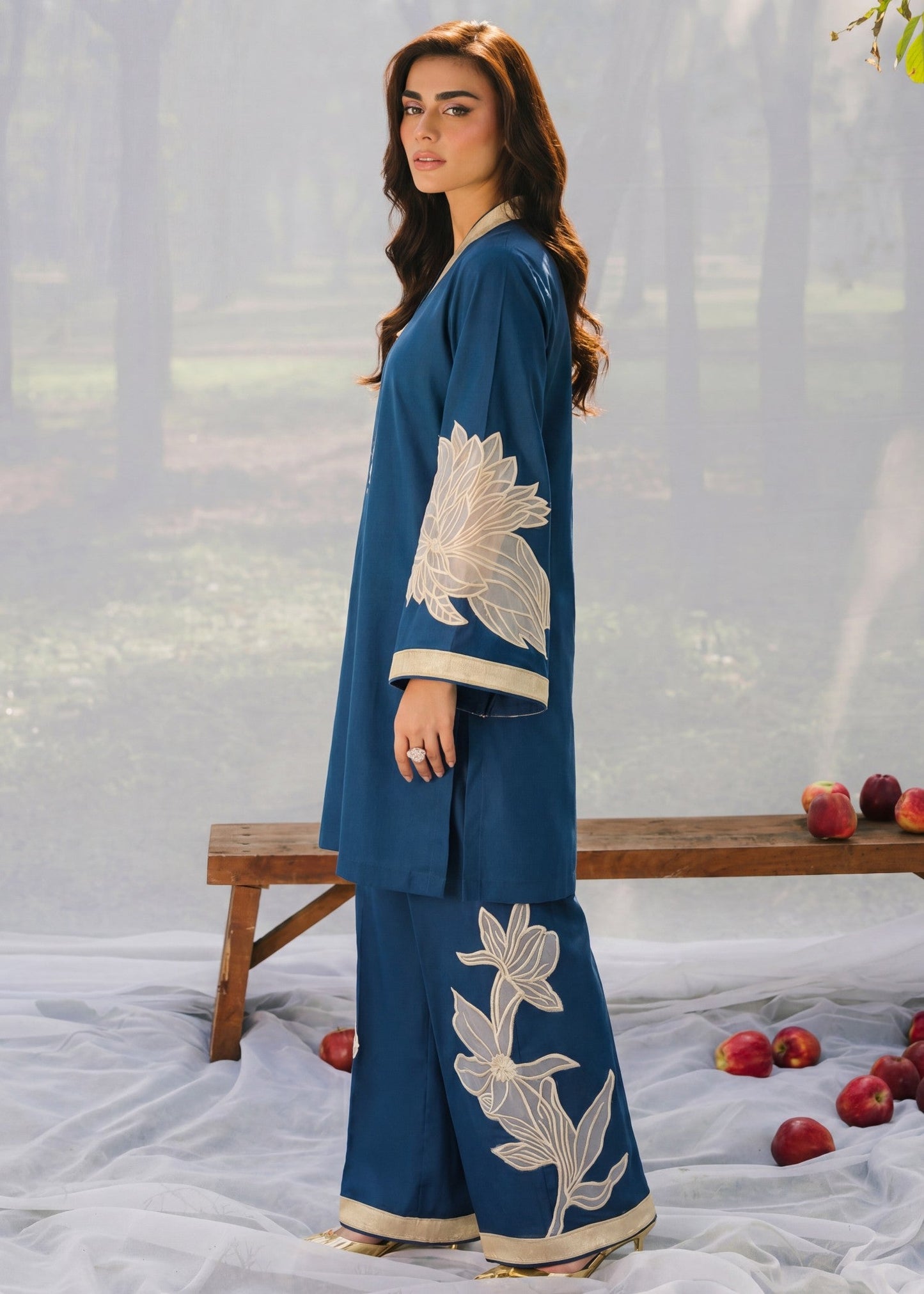 Yale Blue Embroidered Lawn Readymade Suit Online in Dubai UAE Abudhabi Ajman Sharjah