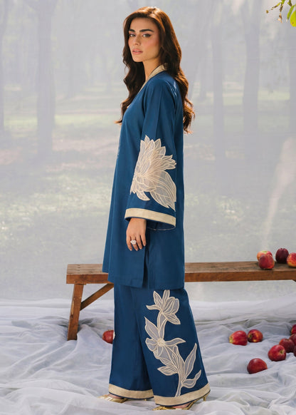 Yale Blue Embroidered Lawn Readymade Suit Online in Dubai UAE Abudhabi Ajman Sharjah