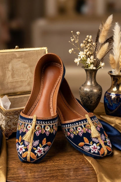 Yale Blue Velvet Jutti Online in Dubai UAE Abudhabi Ajman Sharjah