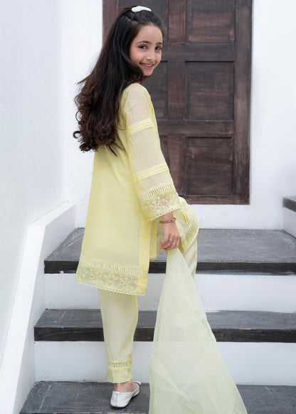 Yellow Cotton Embroidered Kurta for Girls Online in UK USA Canada