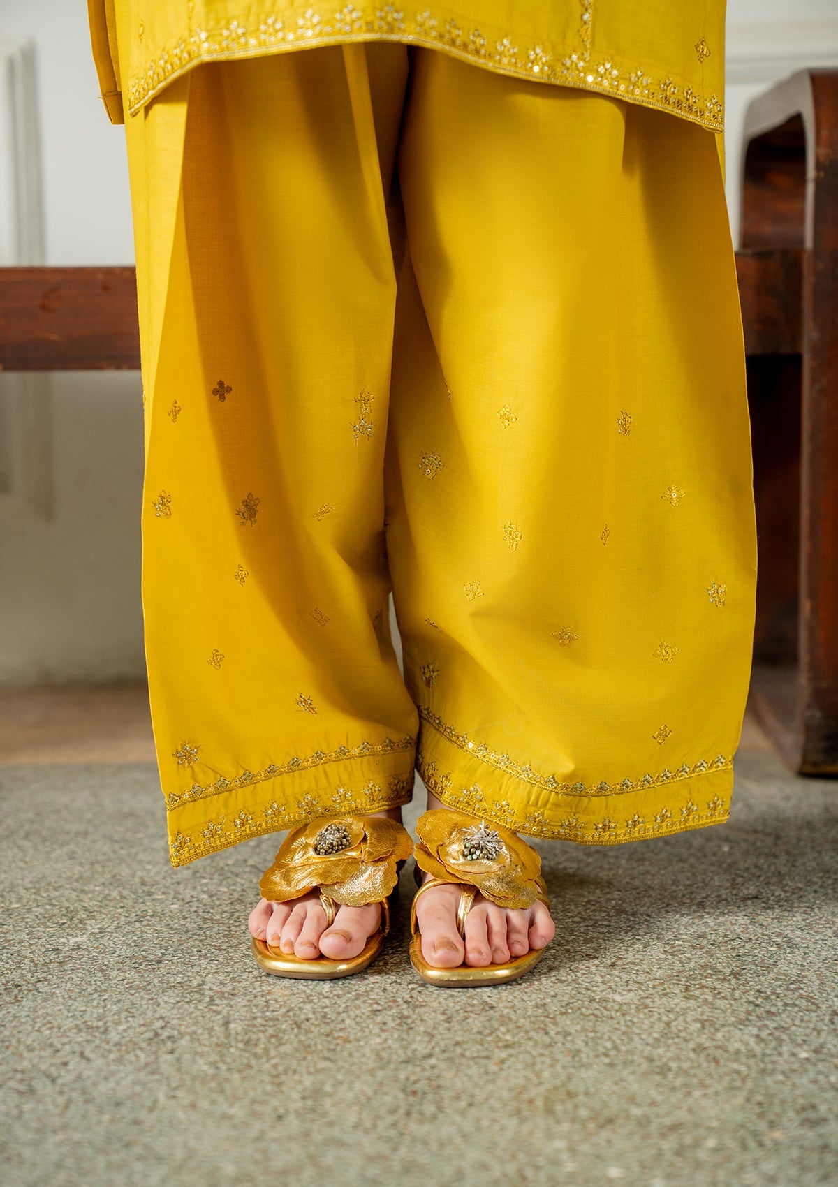 Yellow Cotton Embroidered Salwar Kameez Online in UK USA Canada