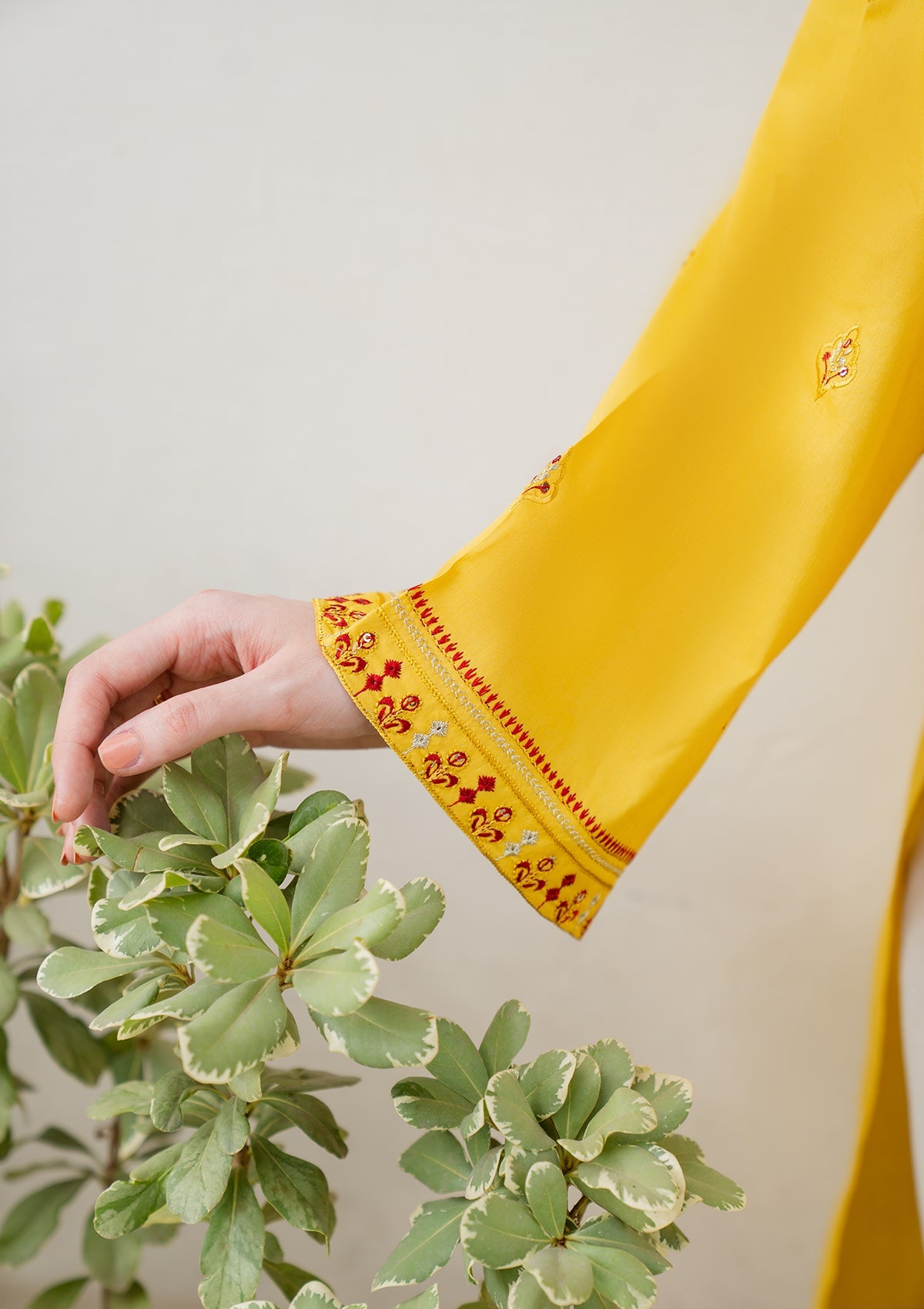 Yellow Embroidered Cotton Kurta Set with Shalwar Online in UK USA Canada
