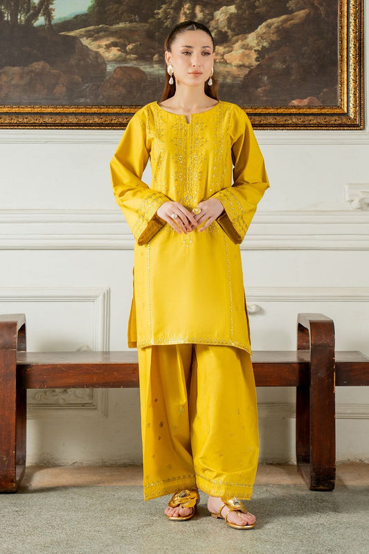 Yellow Embroidered Cotton Lawn Salwar Kameez Online in Dubai UAE Abudhabi Ajman Sharjah