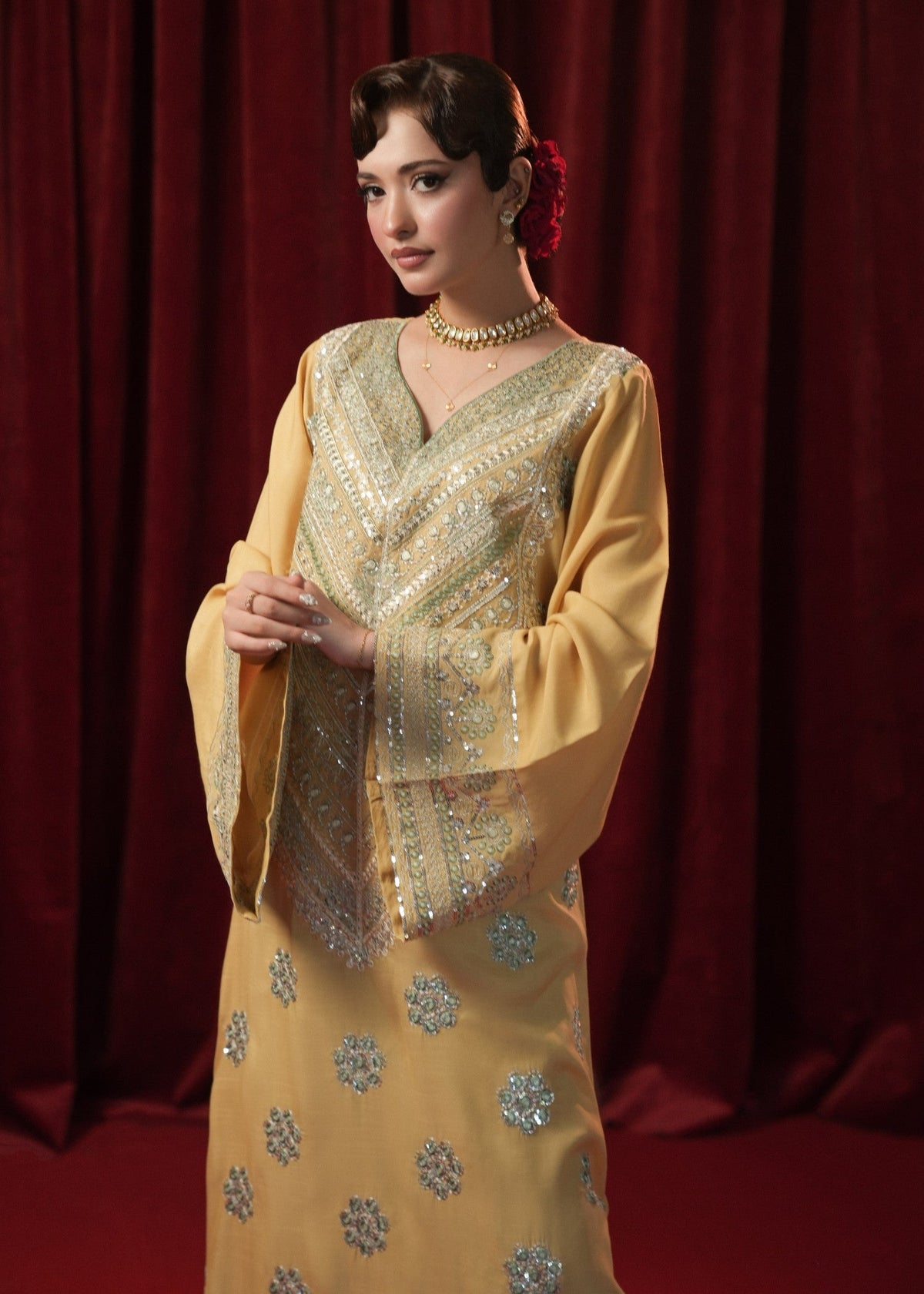 Yellow Embroidered Kaftan for Weddings Online in Dubai DXB UAE Abudhabi Meena Bazaar