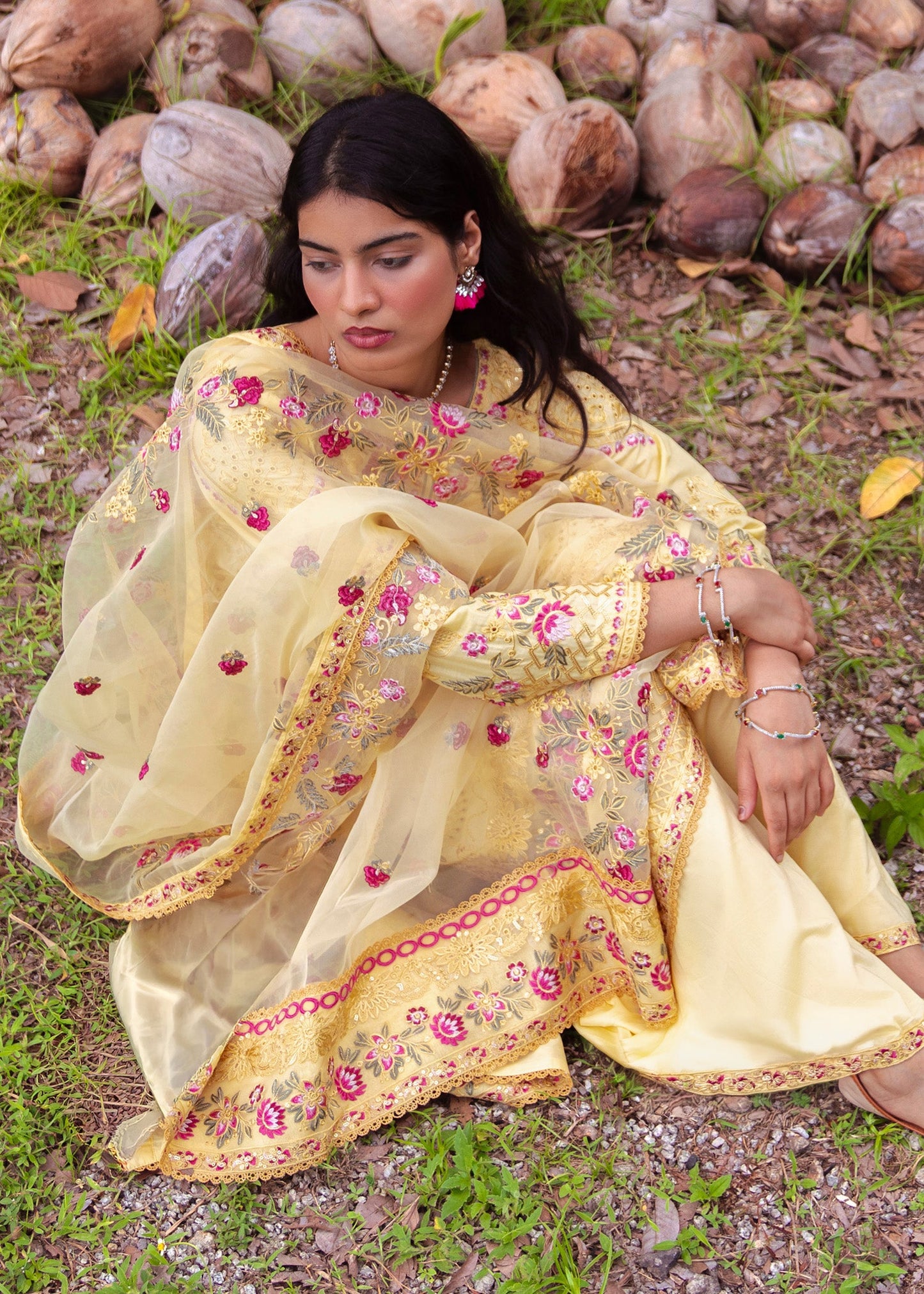 Yellow Embroidered Lawn Summer Wear Suit Online in Sri Lanka India Australia