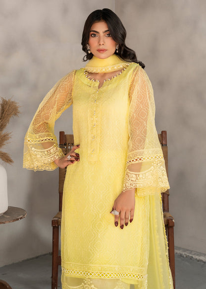 Yellow Embroidered Organza Festive Suit Online in Sri Lanka India Australia