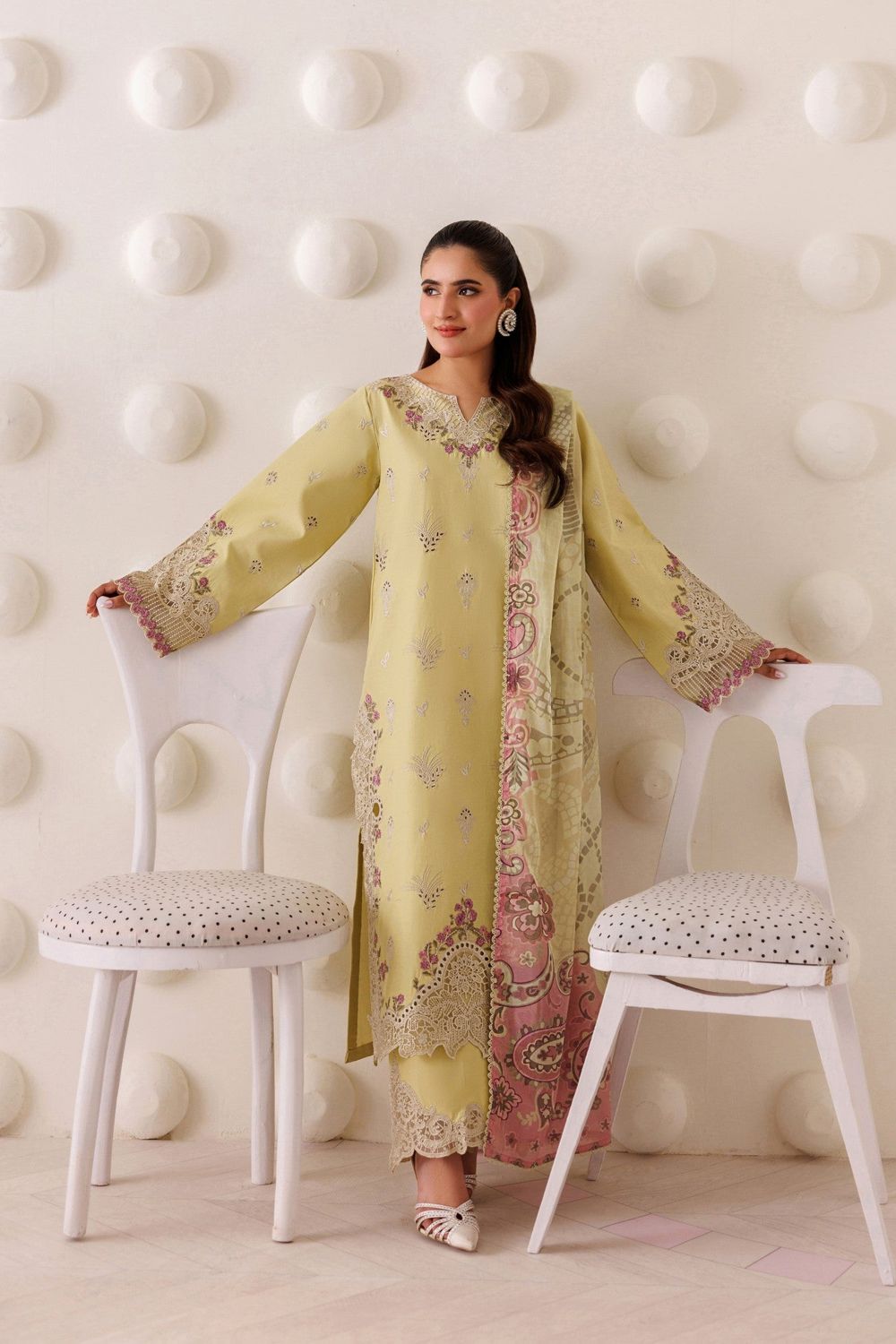 Yellow Lawn 3 Piece Straight Cut Kurta Suit Online in Dubai UAE Abudhabi Ajman Sharjah