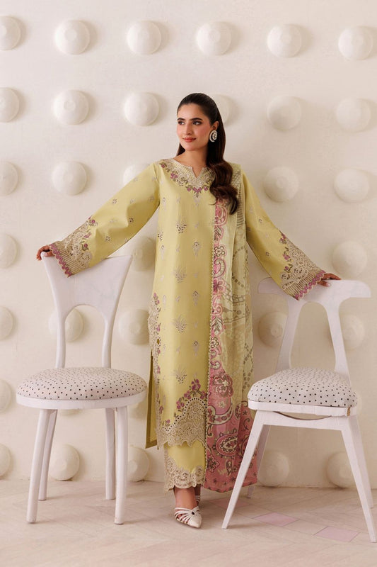 Yellow Lawn 3 Piece Straight Cut Kurta Suit Online in Dubai UAE Abudhabi Ajman Sharjah