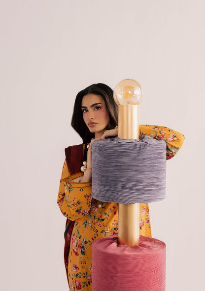 Yellow-Orange Embroidered Lawn Suit 3 Piece Online in Dubai DXB UAE Abudhabi Meena Bazaar