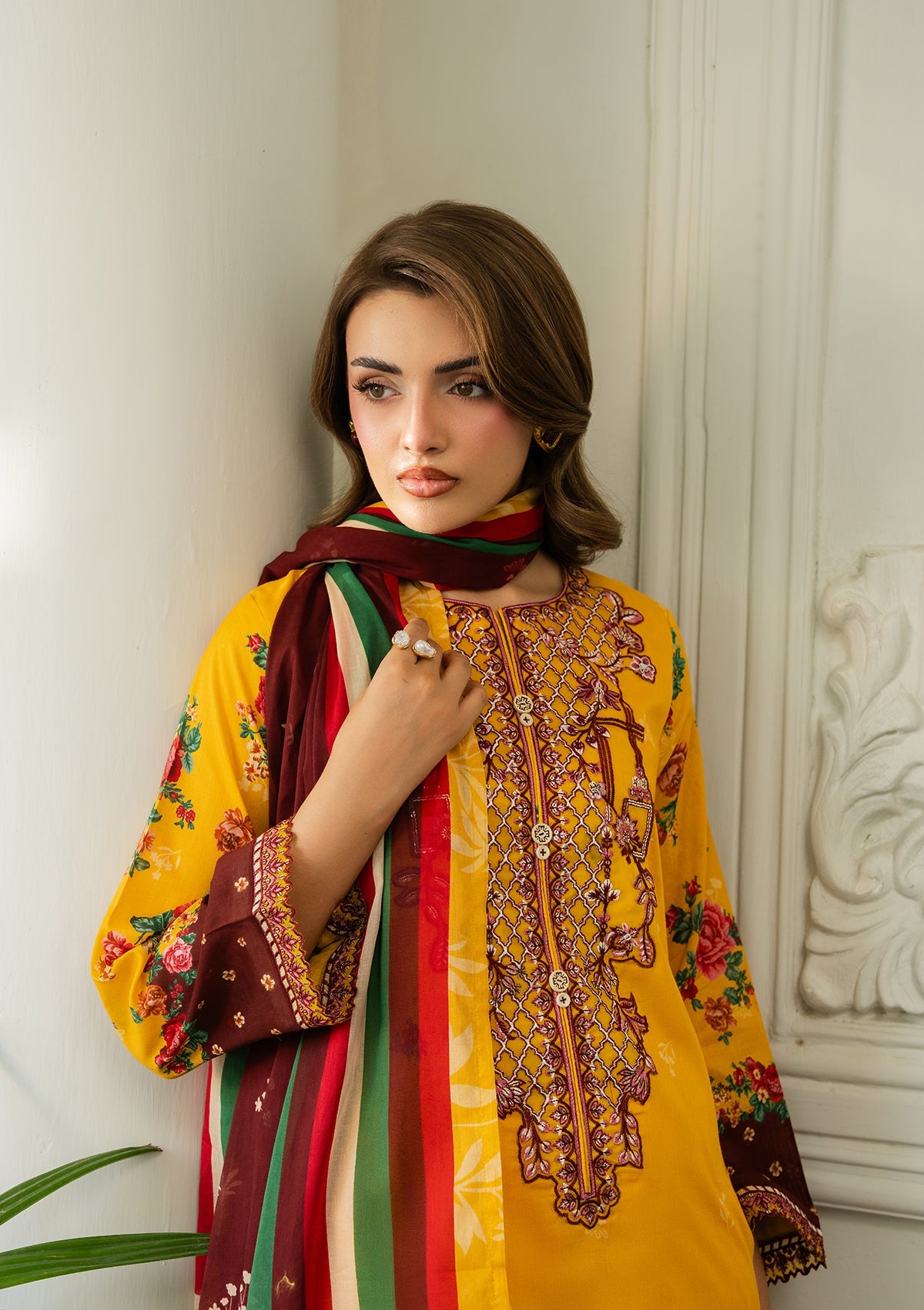Yellow-Orange Lawn Salwar Suit Online in Sri Lanka India Australia