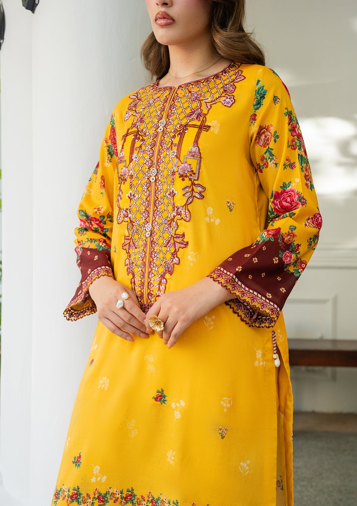 Yellow-Orange Lawn Suit for Women Online in Sri Lanka India Australia
