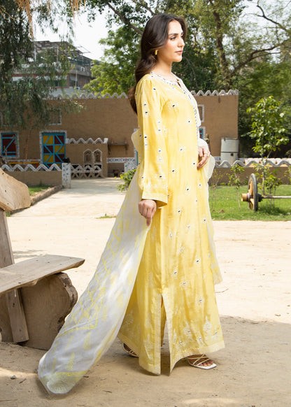 Yellow Raw Silk Embroidered Long Kurta Capri Suit Online in Dubai DXB UAE Abudhabi Meena Bazaar