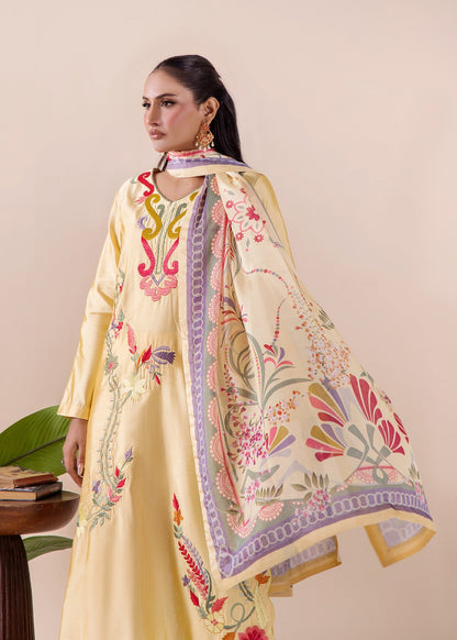 Yellow Silk Partywear Suit for Women Online in Dubai UAE Abudhabi Ajman Sharjah