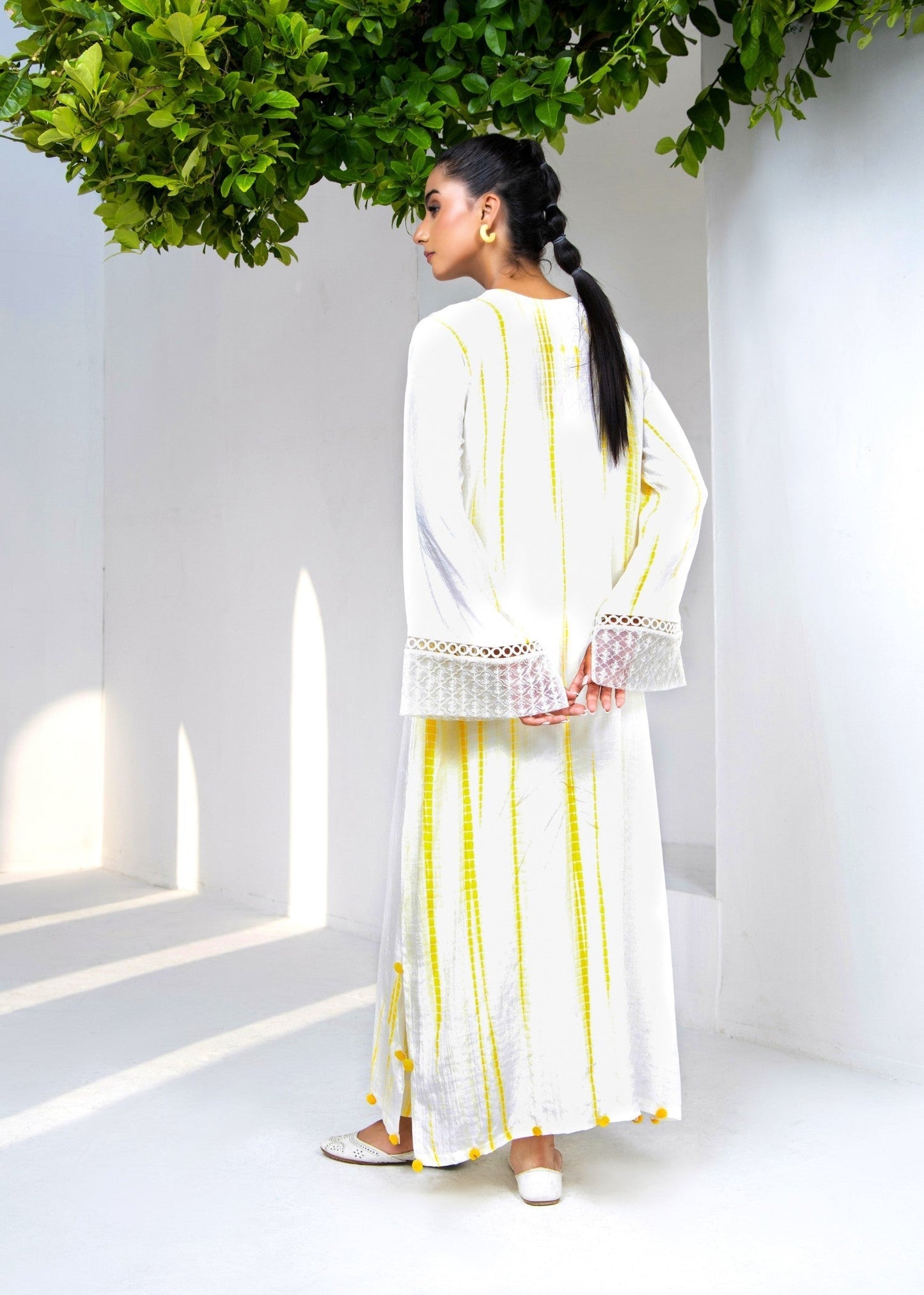 Yellow White Raw Silk Embroidered Suit Online in Sri Lanka India Australia