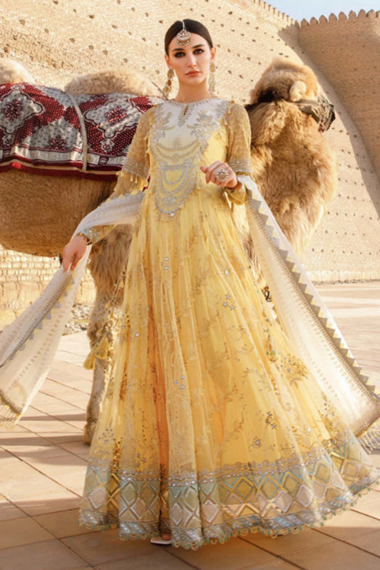 Pale Yellow Embroidered Anarkali
