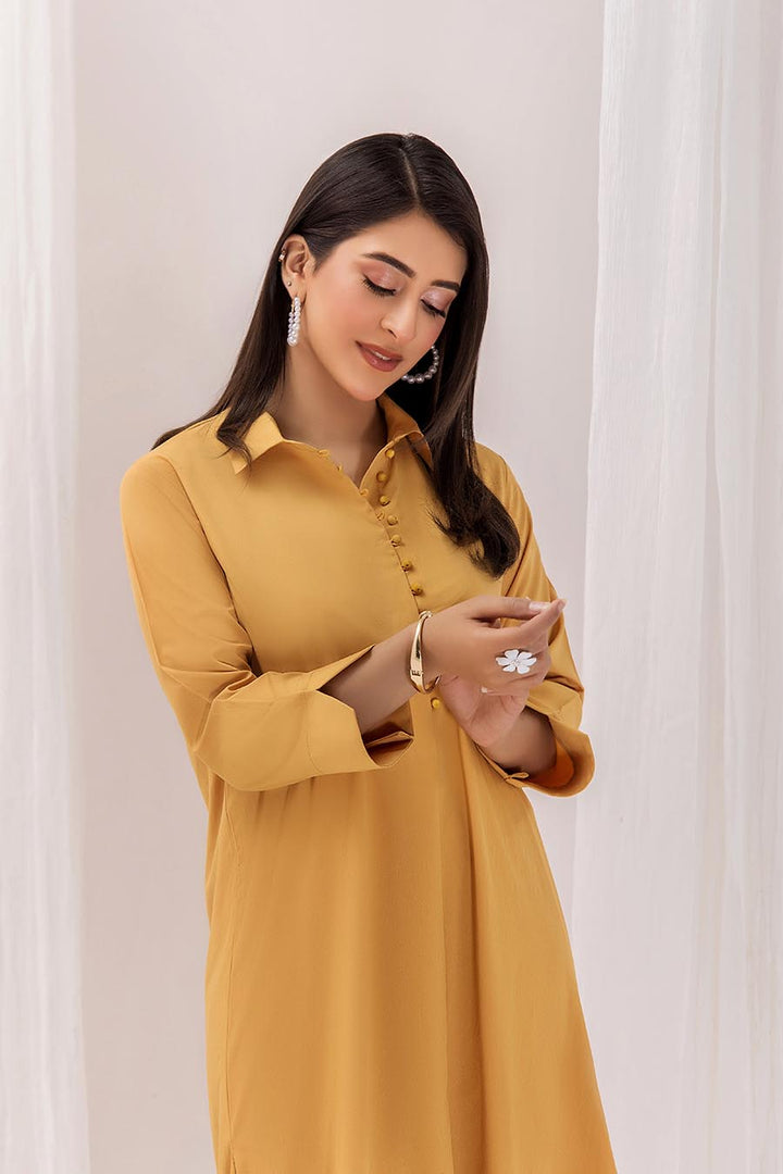 Yellow Wrinkle Free Co-ord Set