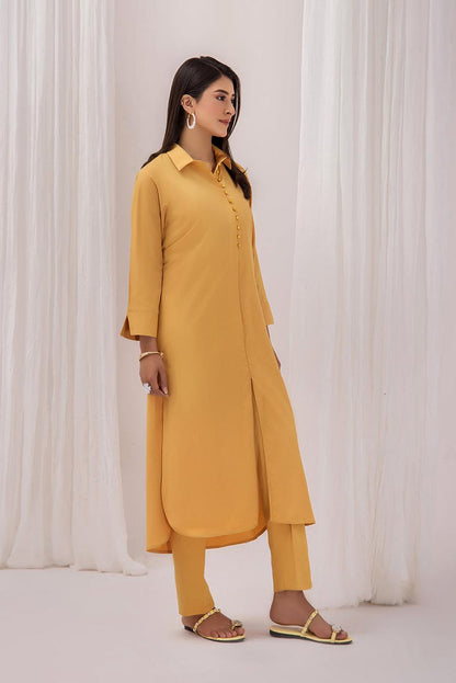 Yellow Wrinkle Free Co-ord Set