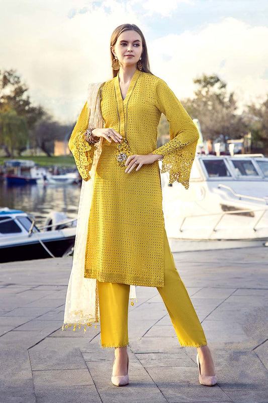 Readymade Pure Cotton Chikankari Suit