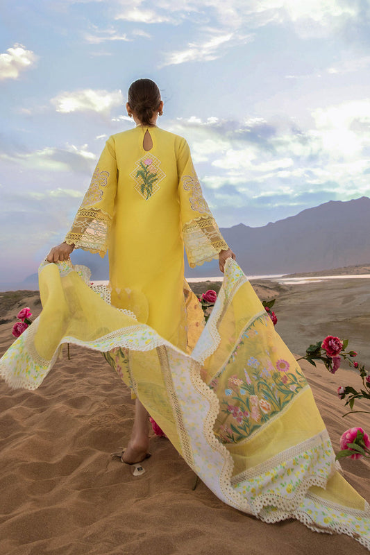 Sunny Yellow Cutwork Lawn Suit