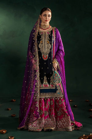 Zinc Hand Embroidered Crinkle Chiffon Bridal Sharara Online in Dubai UAE Abudhabi Ajman Sharjah