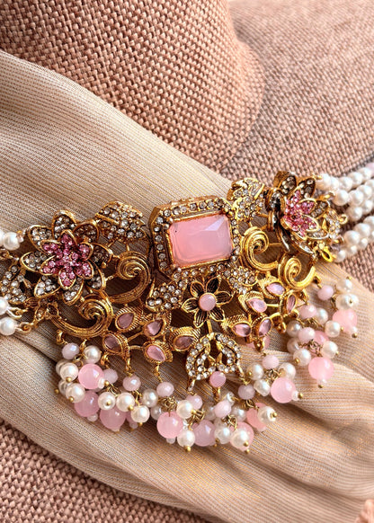 Zirelle Choker Set in Pink Online in KSA Riyadh Saudi Arabia Oman Bahrain Qatar