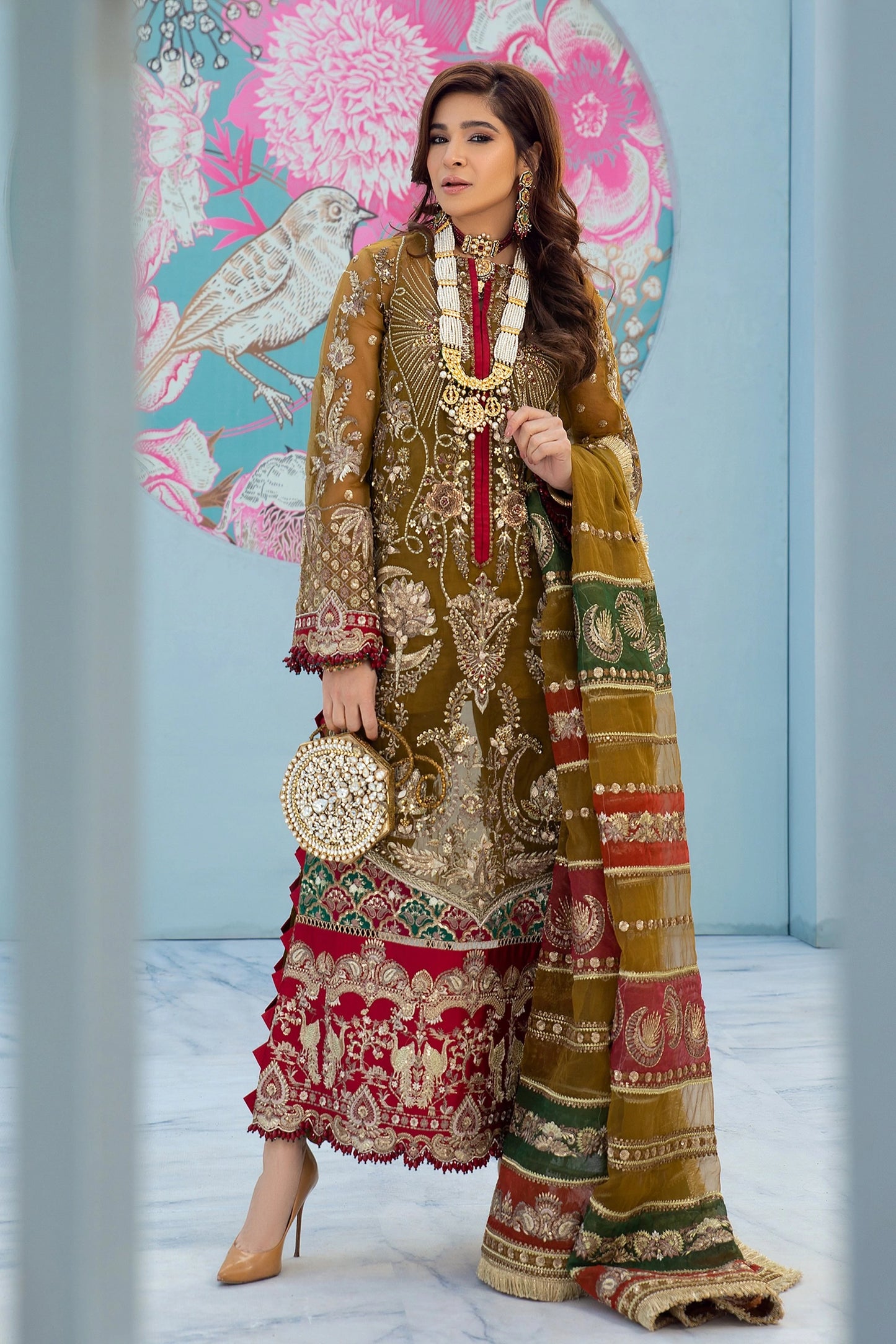 Mehndi Green Handmade Bridal Suit