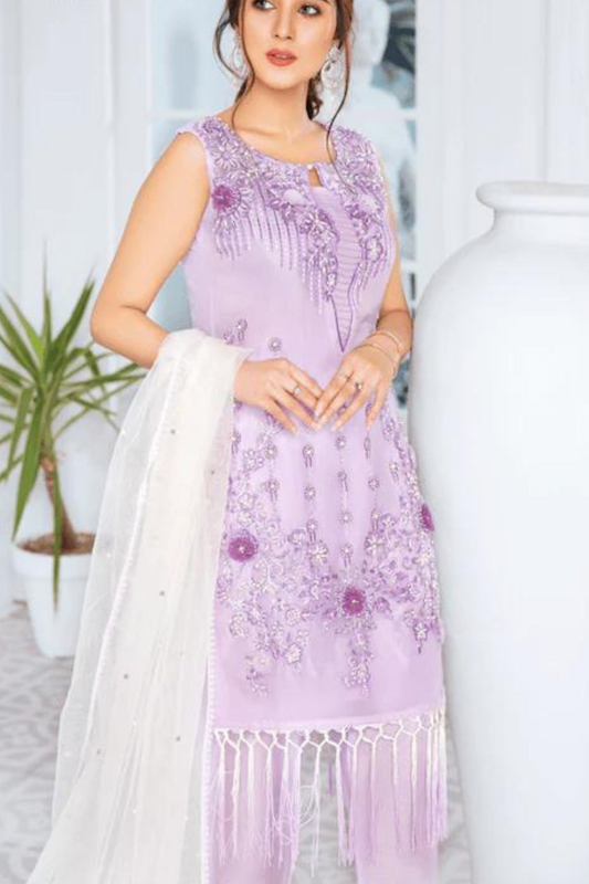 Readymade Lavender Khadi Cotton Pret