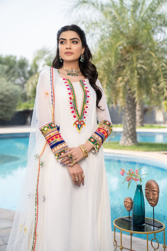 white chiffon anarkali party wear suit dubai salwar mahal online store