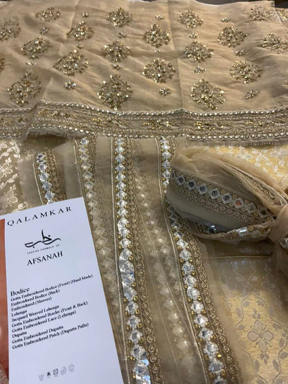 Handmade Ivory Bridal Lehenga Choli Size XL