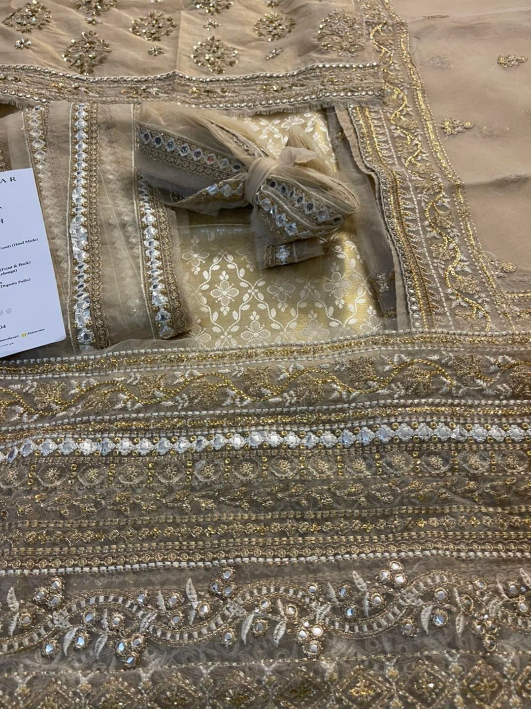 Handmade Ivory Bridal Lehenga Choli Size XL