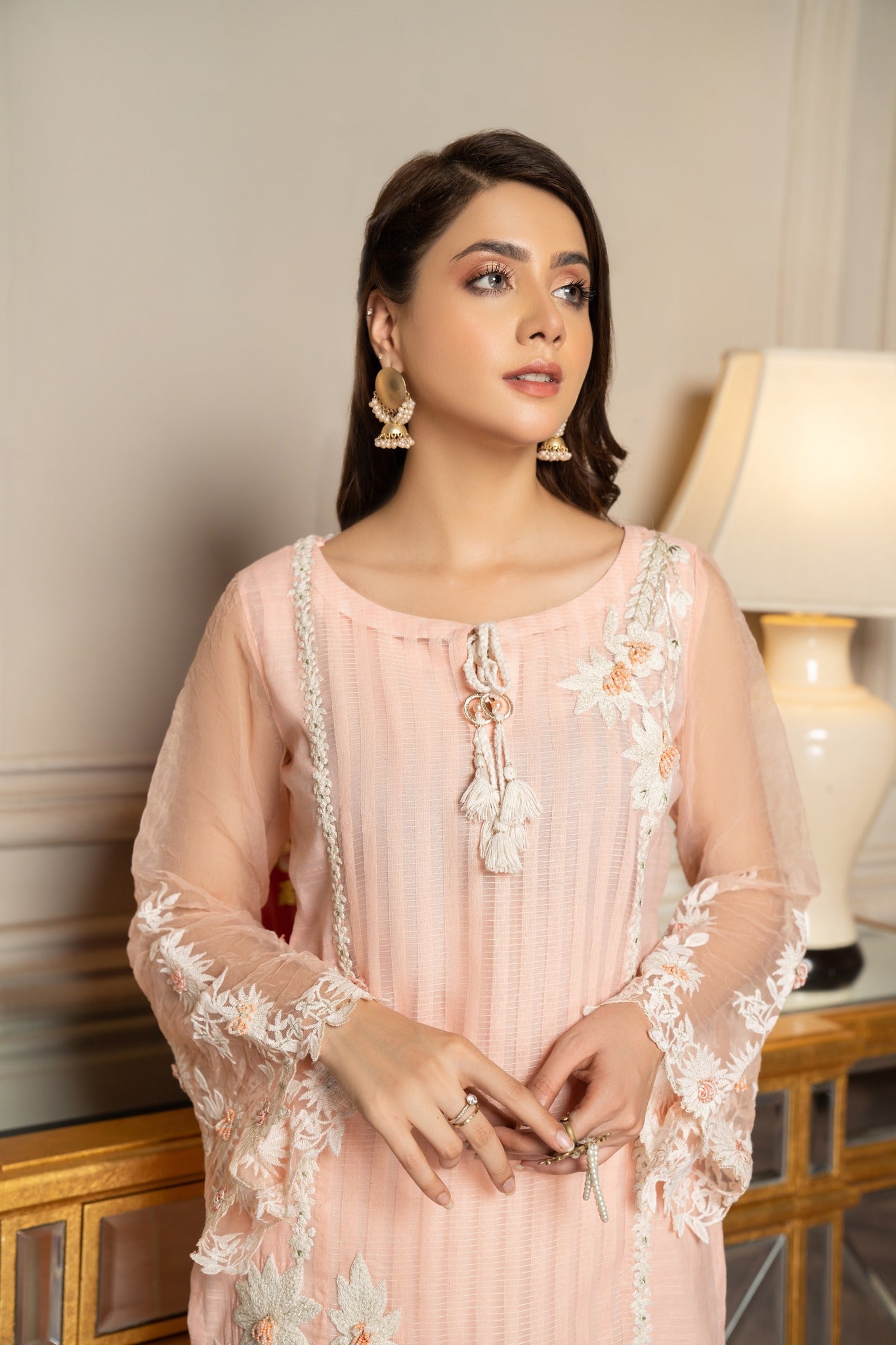 Pink Readymade Cotton Suit