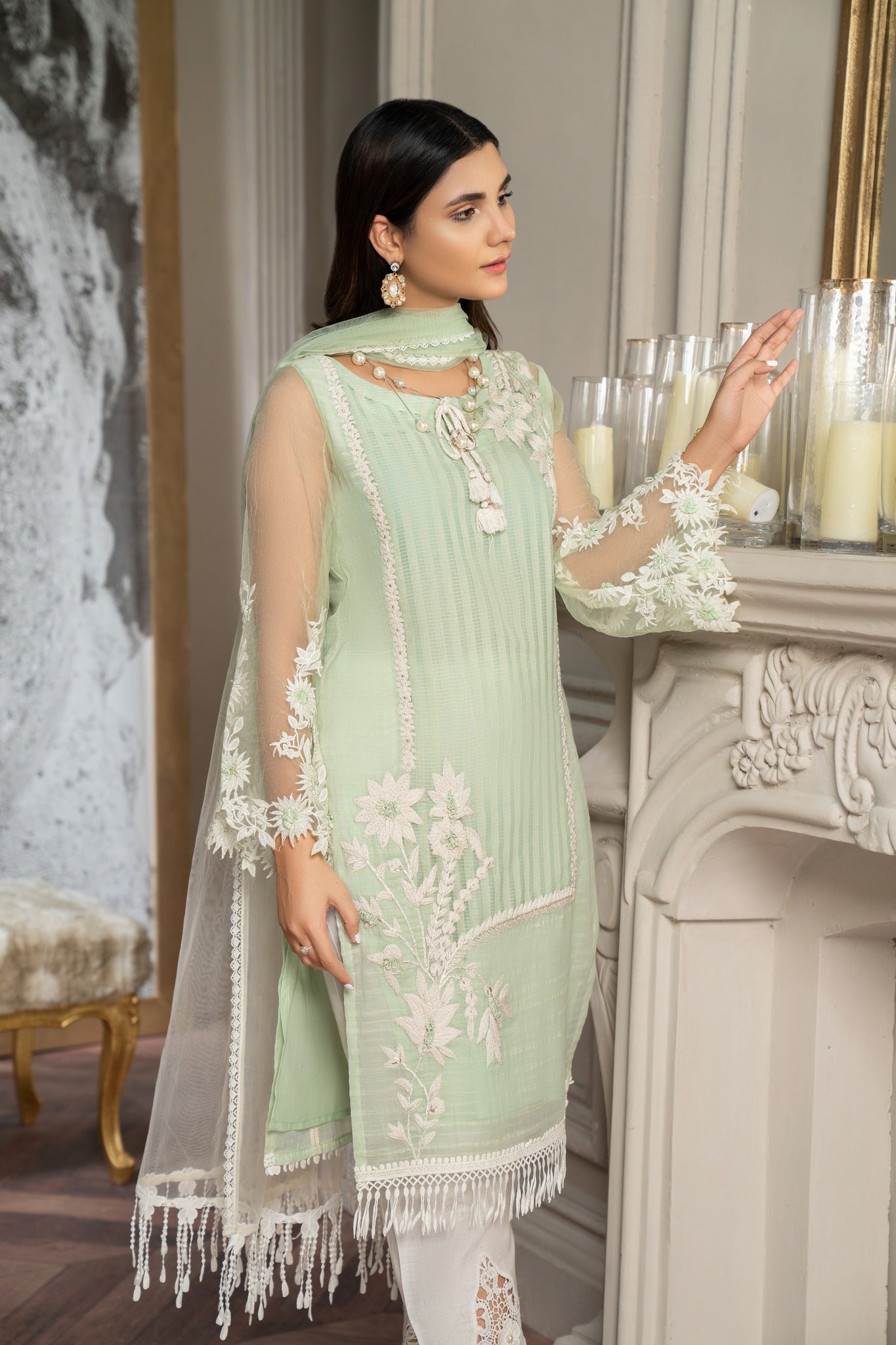 Sea Green Readymade Cotton Suit