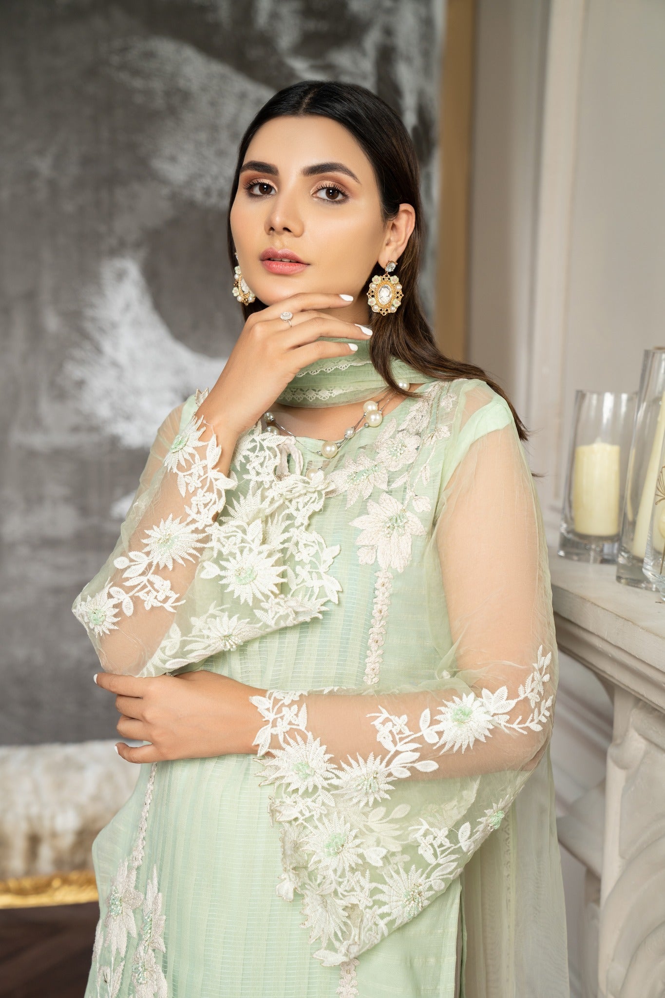 Sea Green Readymade Cotton Suit