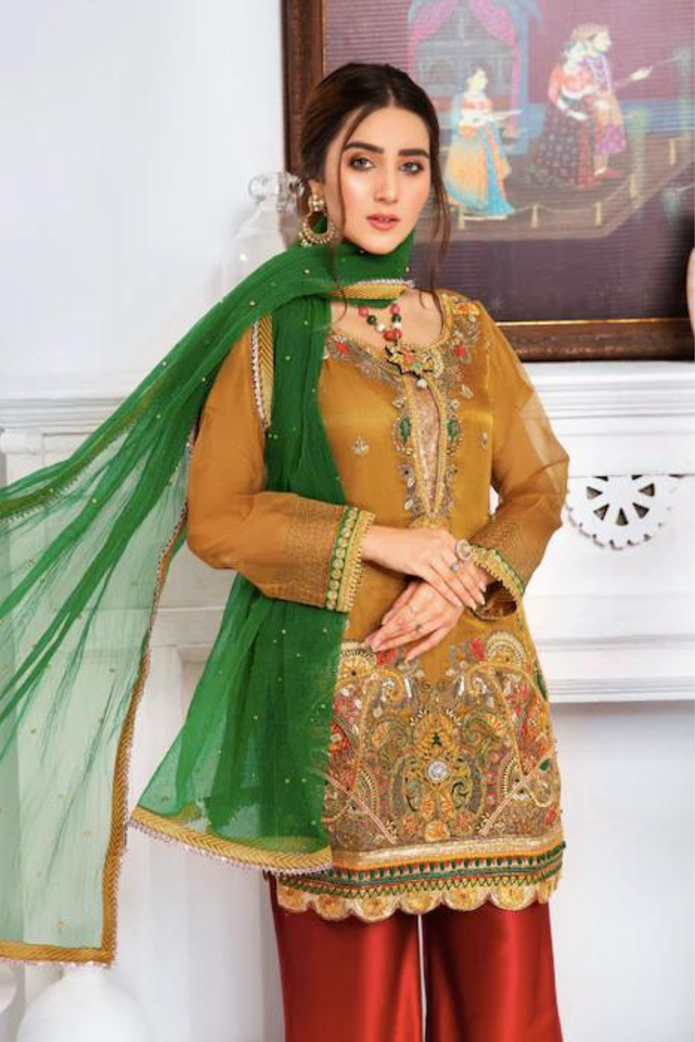 red salwar kameez for ladies ready made suit online shopping in uae