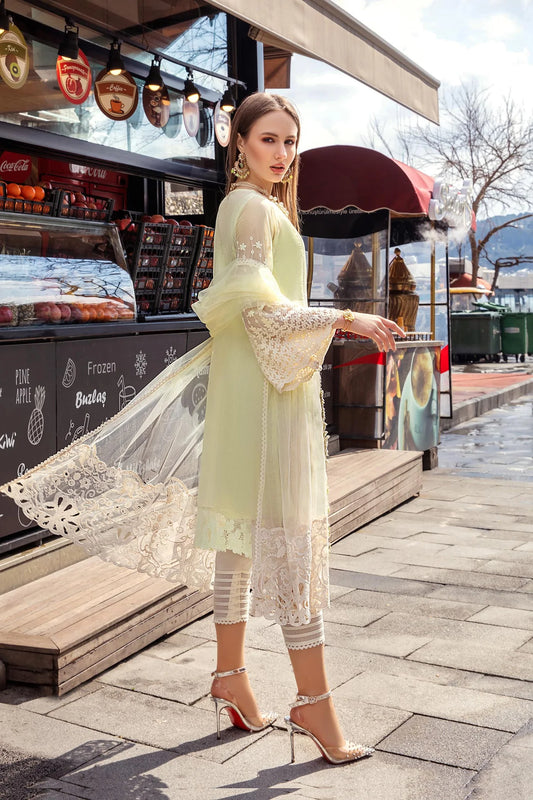 Yellow Readymade Chikankari Cotton Pret