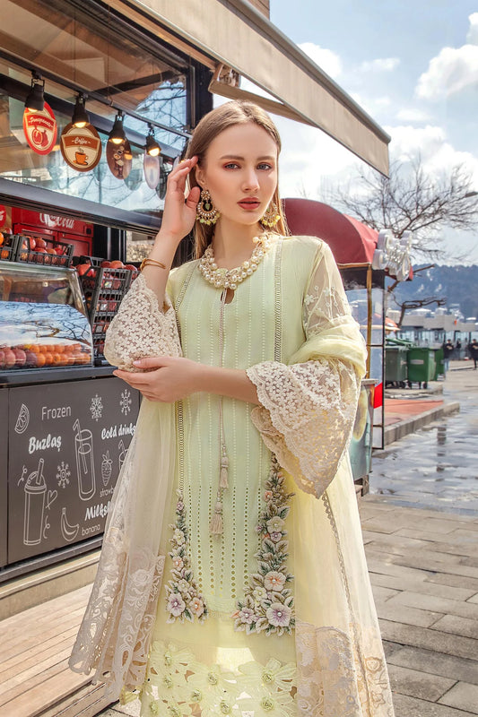 Yellow Readymade Chikankari Cotton Pret