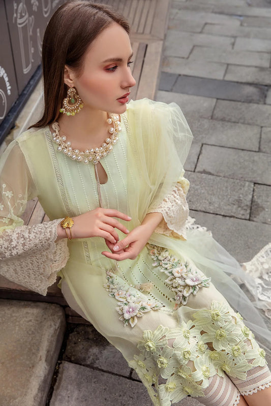 Yellow Readymade Chikankari Cotton Pret