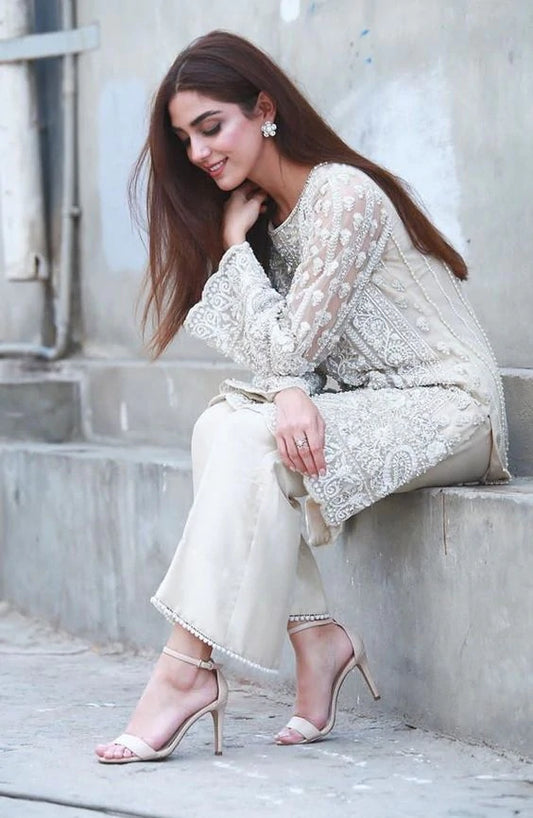 Soft Grey Organza Suit