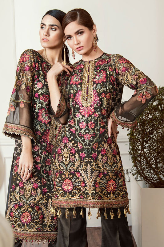 3pc Embroidered Chiffon - Unstitched Party Wear Suit - B040